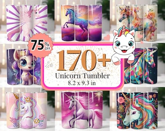 170 + Unicorn Tumbler Wrap Designs, 20 oz Baby Unicorn Sublimation Designs, Horse Tumbler, Sparkly Pretty Unicorn, Unicorn Tumbler Wrap PNG