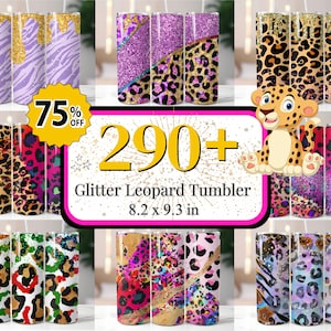 290+ Leopard Glitter Tumbler Wrap, 20oz Leopard Sublimation Designs, Glitter Leopard Tumbler PNG, Leopard Tumbler Wrap, Cheetah Tumbler Wrap