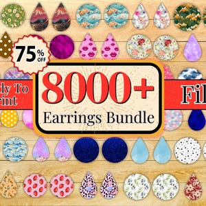 8000 + Earrings Wrap bundle, Round Earring Sublimation, Teardrop Earring Designs, Instant Digital Download, Earrings PNG, Commercial Use