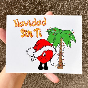 Bad Bunny Christmas Card , Christmas Greeting Card, Navidad Sin Ti Tarjeta, Spanish Christmas Card