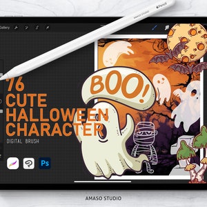 Cute Halloween Character Stamp for Procreate, Photoshop and Clip Studio Paint