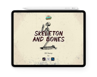 Procreate Skelett Anatomie Briefmarken | Gothic Art Brushes (Digitaler Download)
