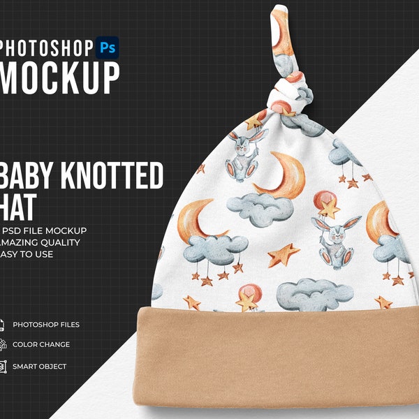 Knotted Hat Mockup, Photoshop Mockup super easy Editable