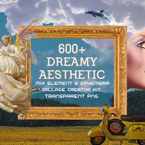 Dreamy Collage Kit, Soft Pastel PNG Elements (Digital Download)
