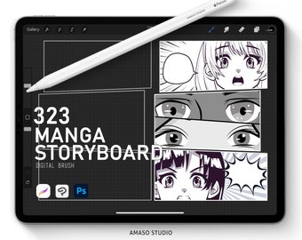 Comic Storyboard Manga Layout Blank Template For Procreate, Photoshop Brush and Clip Studio Paint Brush