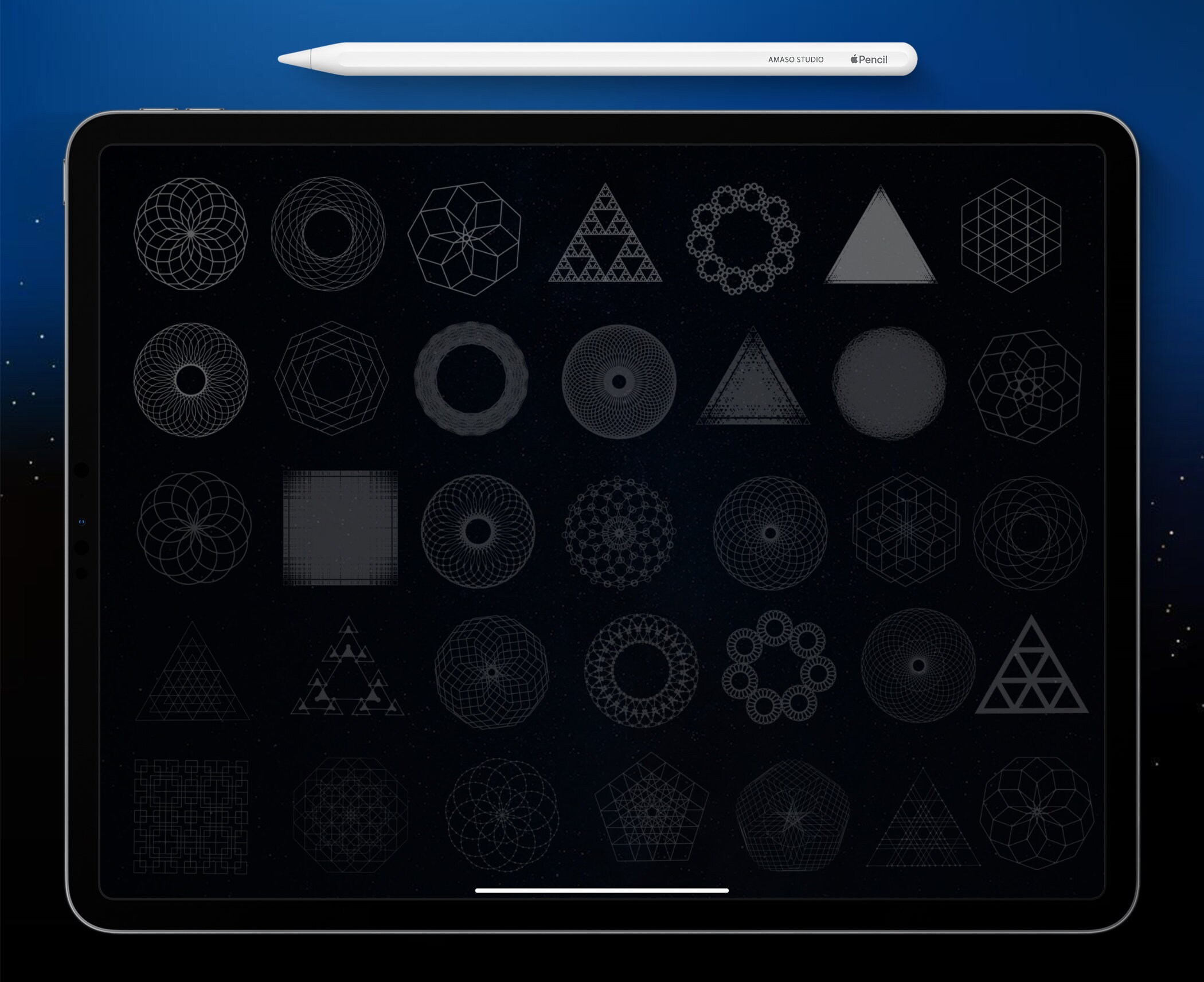 Geometric Shape Procreate Stamp, Sacred Geometry Illustration for