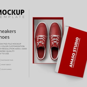 Sneakers Box Mockup, Sneakers Mockup, Packaging box sneakers