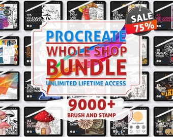 Whole Shop Bundle Procreate Brush & Stamp Collection - Over 9,000 Brushes and Stamps The Ultimate Collection For All Your Creative Needs