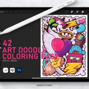 Art Doodle Coloring Page for Procreate, Photoshop and Clip Studio Paint