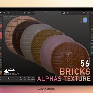 Bricks Alphas Texture Pack for Nomad Sculpt - High-Quality Alphas for 3D Modeling and Sculpting