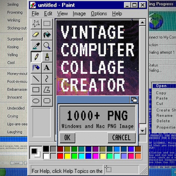 Pakiet clipartów Y2K PNG, zestaw do tworzenia kolaży komputerowych w stylu retro (pobieranie cyfrowe)