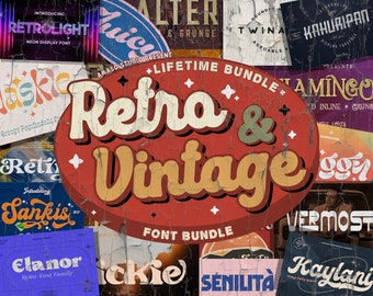 Retro and Vintage Font Bundle, Over 170+ Classic & Timeless Fonts, Vintage Typefaces for Logos, Branding and More