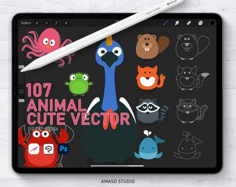 Tierisch Süsser Vektor Chibi Für Procreate, Photoshop und Clip Studio Paint
