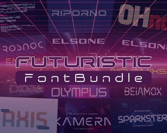 Futuristic Fonts Bundle, Over 140+ Fonts