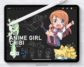 Anime Girl Chibi Character For Procreate, Photoshop and Clip Studio Paint