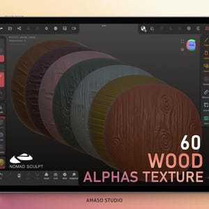 Wood Alphas Texture Pack for Nomad Sculpt - High-Quality Alphas for 3D Modeling and Sculpting