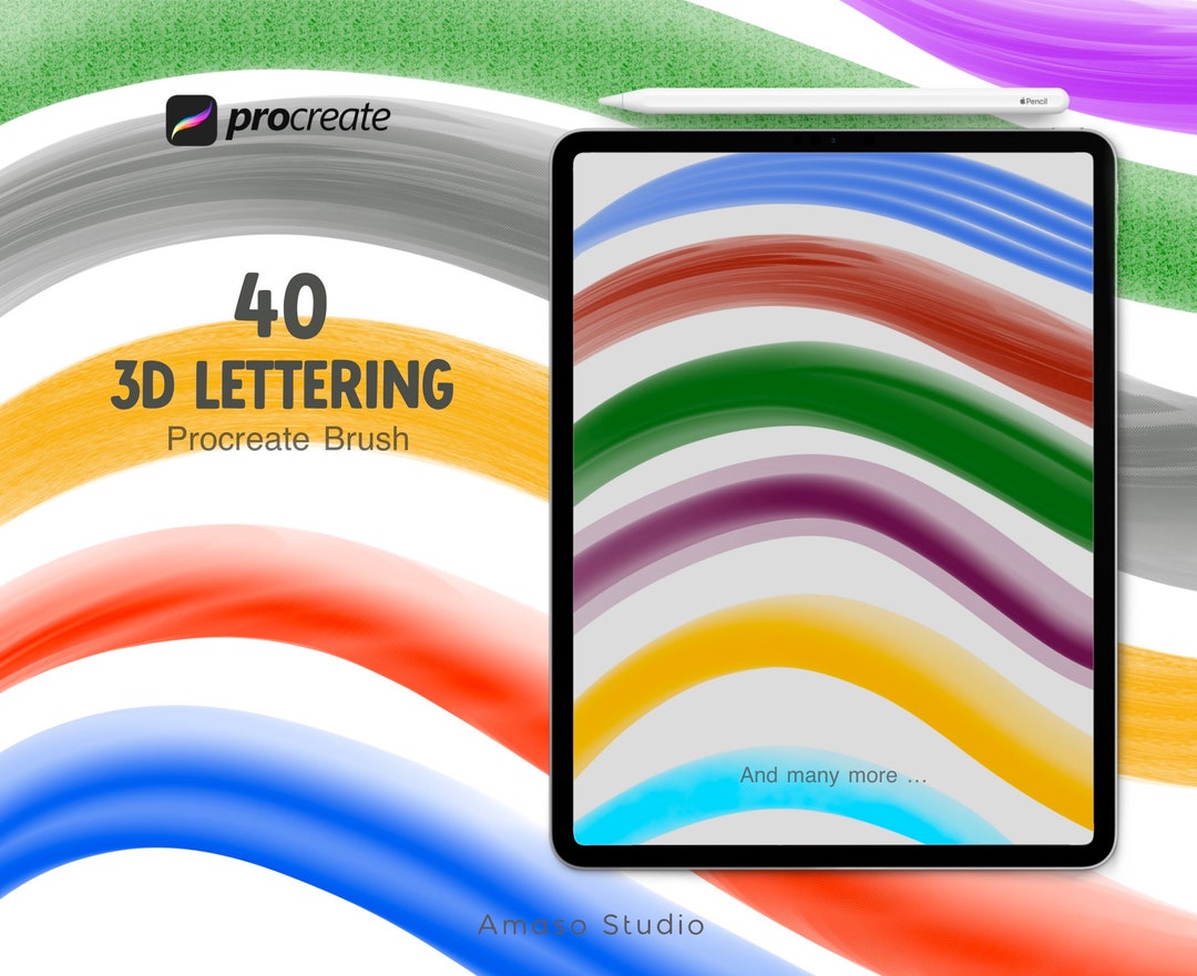 Fun 3D Lettering Procreate Brush, 3D Illustration, Lettering Brushes ...