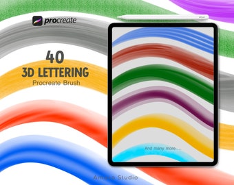 3D Lettering Procreate Brush, Illustration Texture Brush (Digital Download)