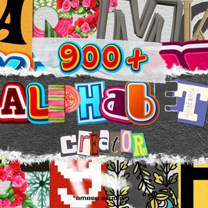 Creador de alfabetos, creador de letras recortadas, más de 900 elementos, ilustraciones de alta resolución PNG recortadas
