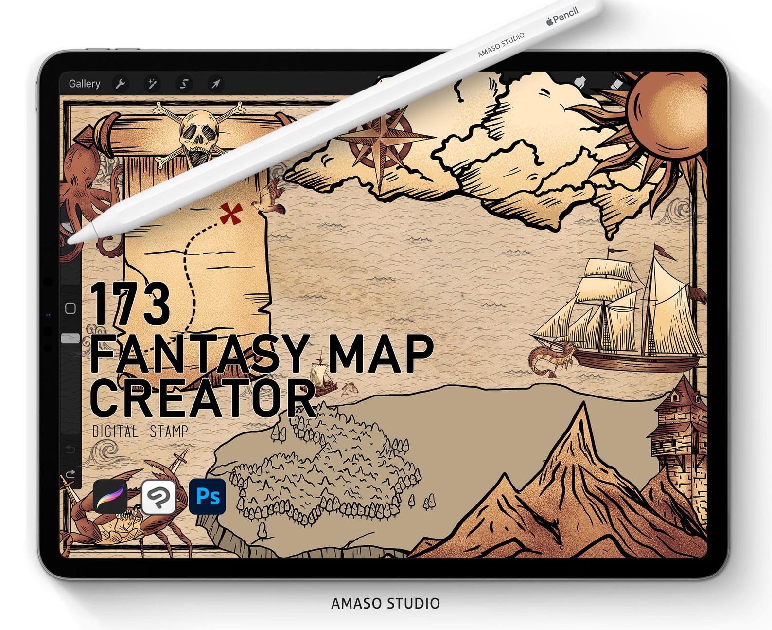 Fantasy Map Creator Procreate, Photoshop Brush and Clip Studio Paint ...