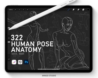 Body Poses Help Guide Bundle For Procreate, Photoshop Brush and Clip Studio Paint Brush