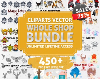 Whole shop Ultimate Mega Bundle of Clip Art & Image Files designs for svg, png, cricut t-shirt svg in one all in one bundle