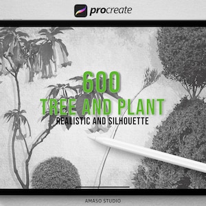 Trees And Plants Procreate  Stamp, Big bundle of Trees and plants for procreate