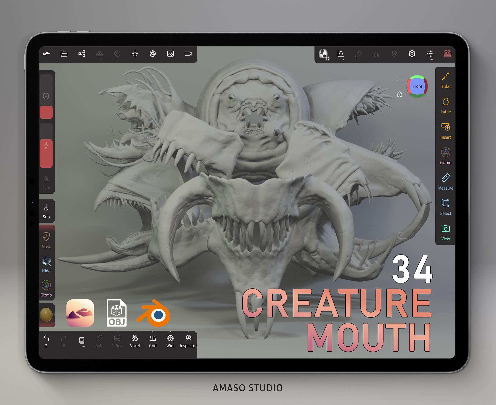 Creature Mouths OBJ Pack – 34 Stylized & Realistic 3D Models for Nomad Sculpt, Blender, ZBrush and More
