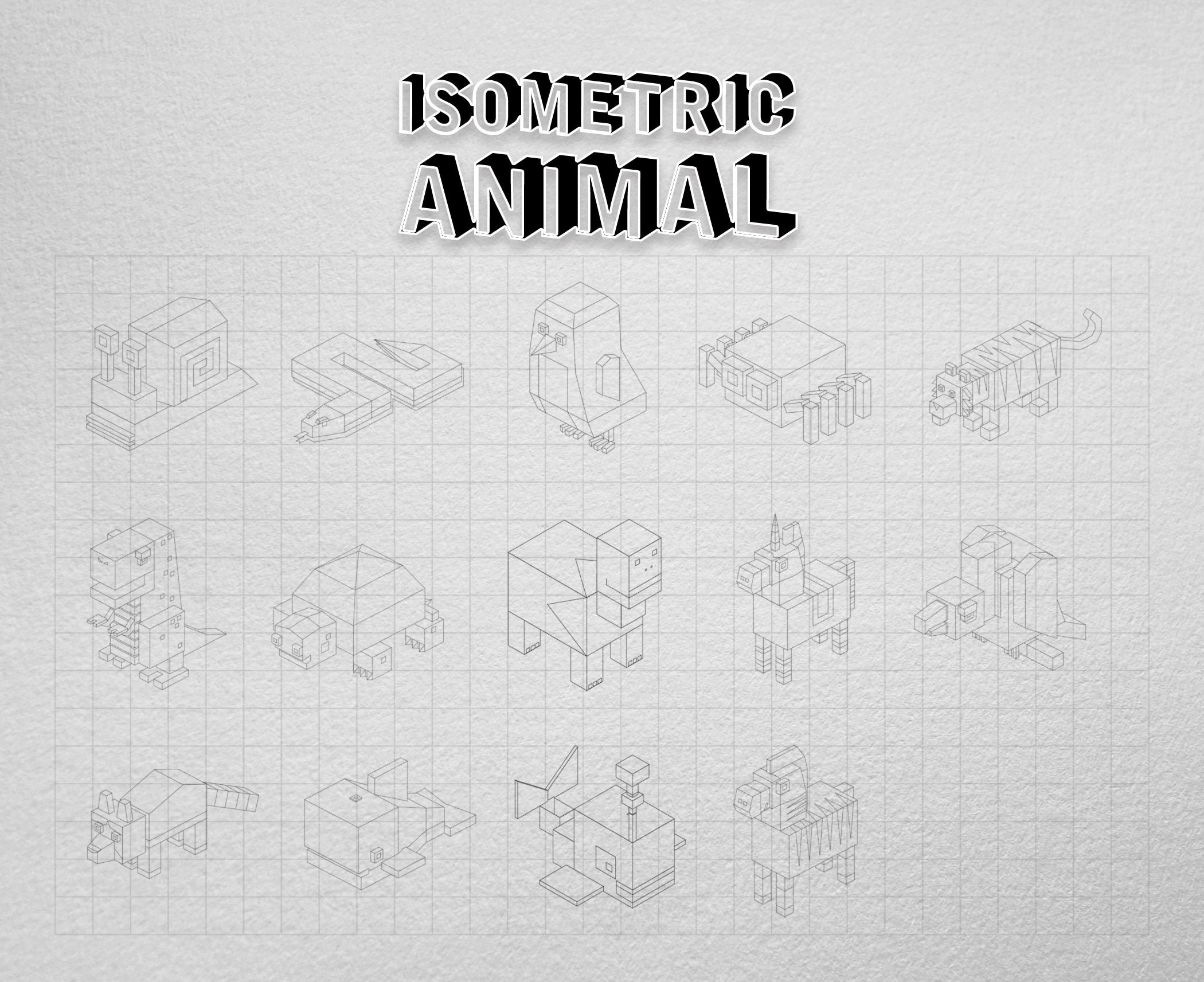 Animal Isometric Procreate Stamp Isometric Vector - Etsy