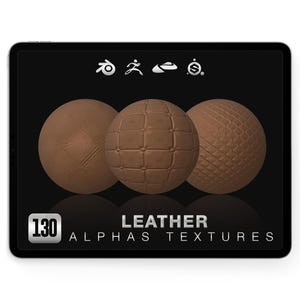 Alphas en cuir pour nomade Sculpt Blender ZBrush | Pinceaux texturés | Accessoires vestimentaires d'armure | Pack Surface 3D PNG