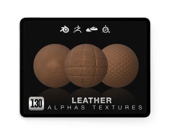 Leren Alphas for Nomad Sculpt Blender ZBrush | Borstels met textuurdetail | Armor-kledingrekwisieten | 3D-oppervlaktepakket, png