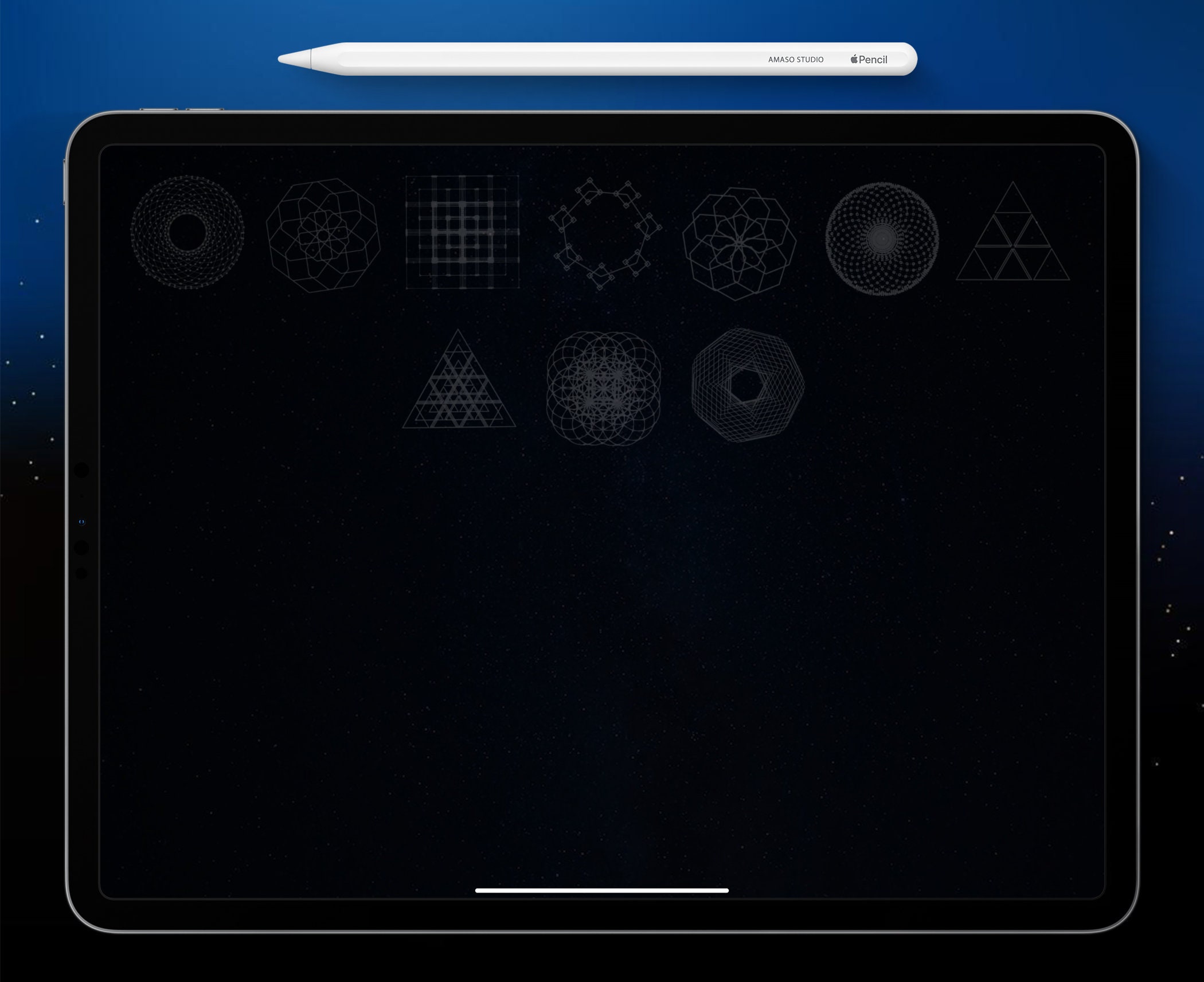 Geometric Shape Procreate Stamp, Sacred Geometry Illustration for