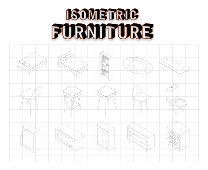 Furniture Isometric Procreate Stamp Isometric Vector Etsy
