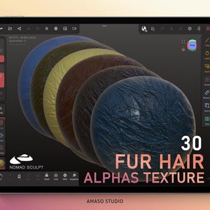 Fur Hair Alphas Texture Pack for Nomad Sculpt - High-Quality Alphas for 3D Modeling and Sculpting