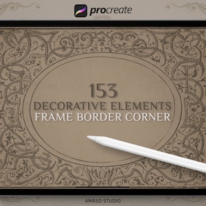 Éléments décoratifs Procreate Stamp, Border frame et corner Illustration For Procreate