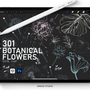 Botanical Flowers For Procreate, Photoshop Brush and Clip Studio Paint Brush