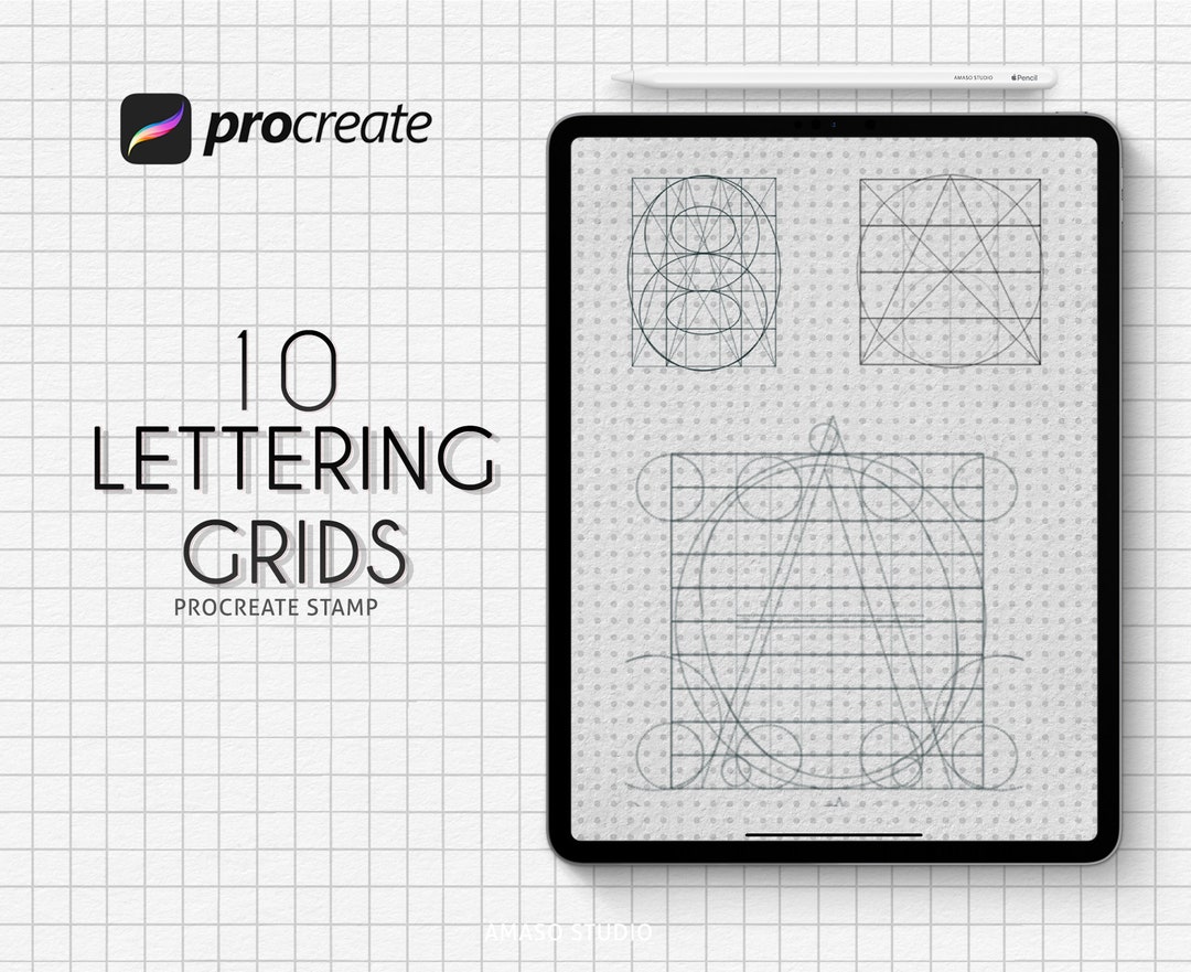 Lettering Grids Procreate, Procreate Grid Brushes, Grid Template Lettering Grids Procreate, Procreate Grid Brushes, Grid Template
