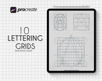 Lettering Grids Procreate, Procreate Grid Brushes, Grid Template, Lettering Guide, Brush Template