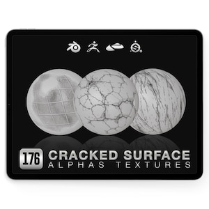 Alfas de superficies agrietadas para Nomad Sculpt Blender ZBrush / Pinceles de detalle de daños / Muro de hormigón molido / Textura 3D PNG