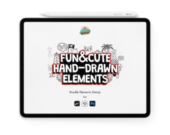 Cute Doodle Elements Stamp Brush Set | Procreate, Photoshop (Digital Download)
