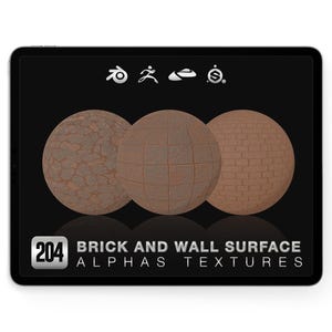 Brick Wall Alphas für Nomad Sculpt Blender ZBrush | Oberflächendetailpinsel | Archviz Spielumgebung | 3D-Textur PNG