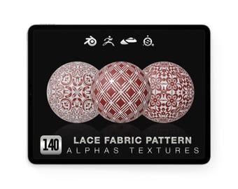 Lace Fabric Alphas for Nomad Sculpt Blender ZBrush | 3D Clothing Detail Brushes | Dress Texture Pack | High Res PNG