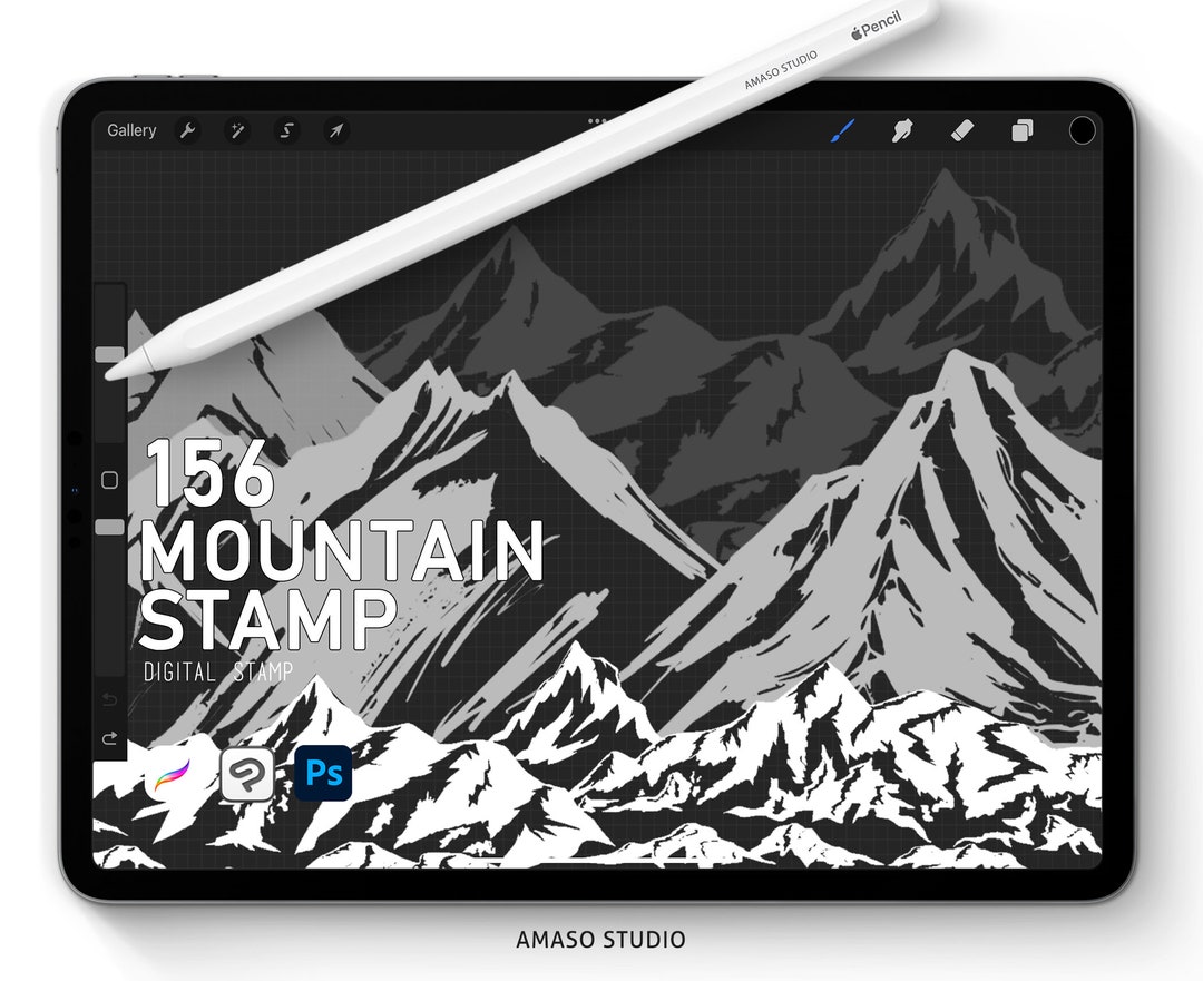 Mountain Stamp for Procreate, Photoshop Brush and Clip Studio Paint ...