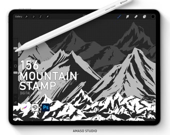Mountain Stamp For Procreate, Photoshop Brush and Clip Studio Paint Brush (UPDATED)