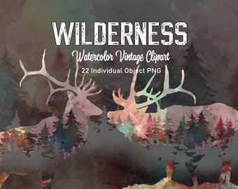 Wilderness Watercolor Clipart High Resolution PNGs