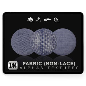 Fabric Alphas für Nomad Sculpt Blender ZBrush | Cloth Texture Brushes | Baumwolle Seide Denim | 3D Kleidung PNG