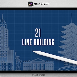 Line Building Procreate Stamp, Line Art Vector Illustration For Procreate