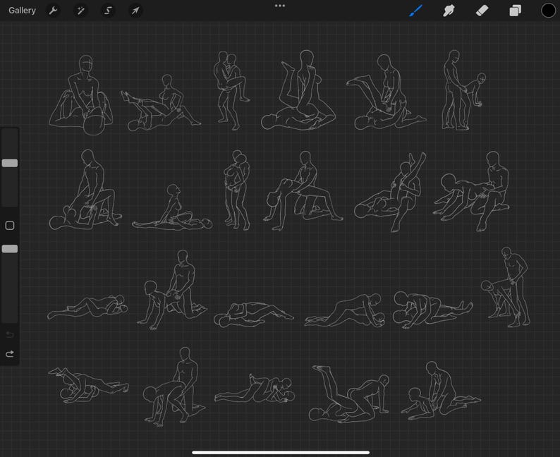 124 Sex Position Procreate Stamps, Photoshop, Clip Studio Paint Brushes, Not Safe for Work (Digital Download) image 2