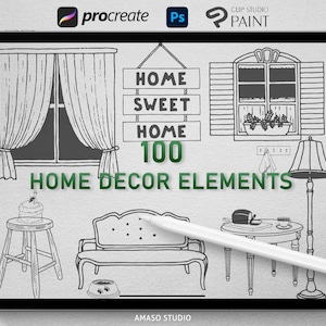 Home Decor Elements Brush Stamp fo Procreate, Photoshop and Clip Studio Paint