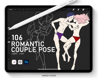 Romantic Couple Poses Stamp For Procreate, Photoshop Brush and Clip Studio Paint Brush